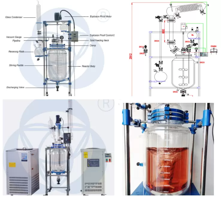 Laboratoryjny szklany reaktor chemiczny o wysokiej zawartości szkła borokrzemianowego 1