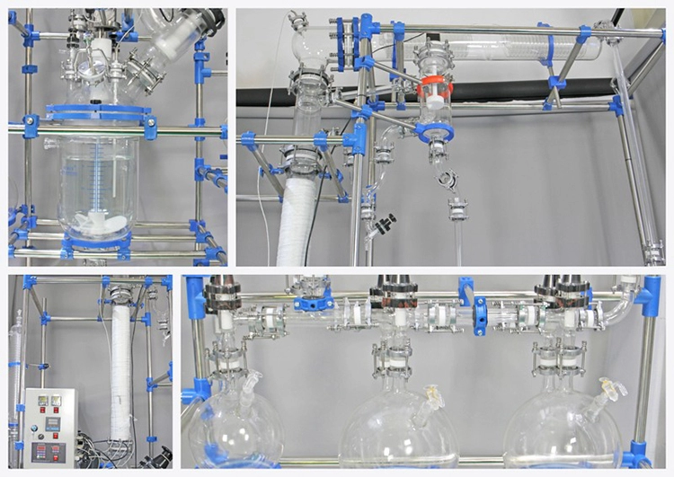 Reator de laboratório de vidro de camada única com manta de aquecimento em banho de óleo1